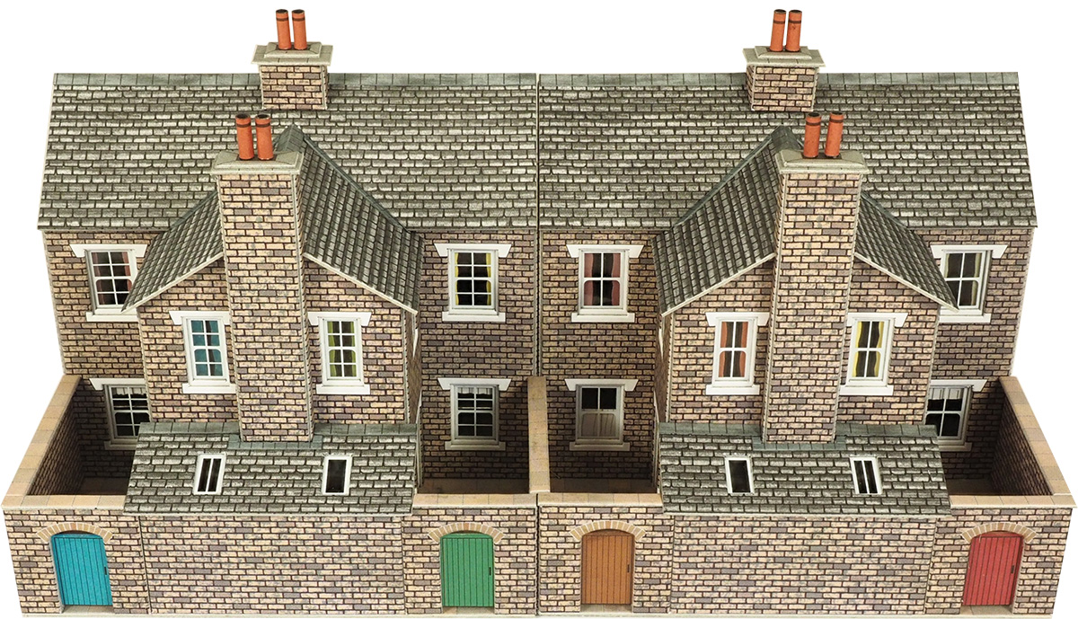 PO277 00//H0 Low Relief Stone Terraced House Backs Metcalfe Model Kit Building